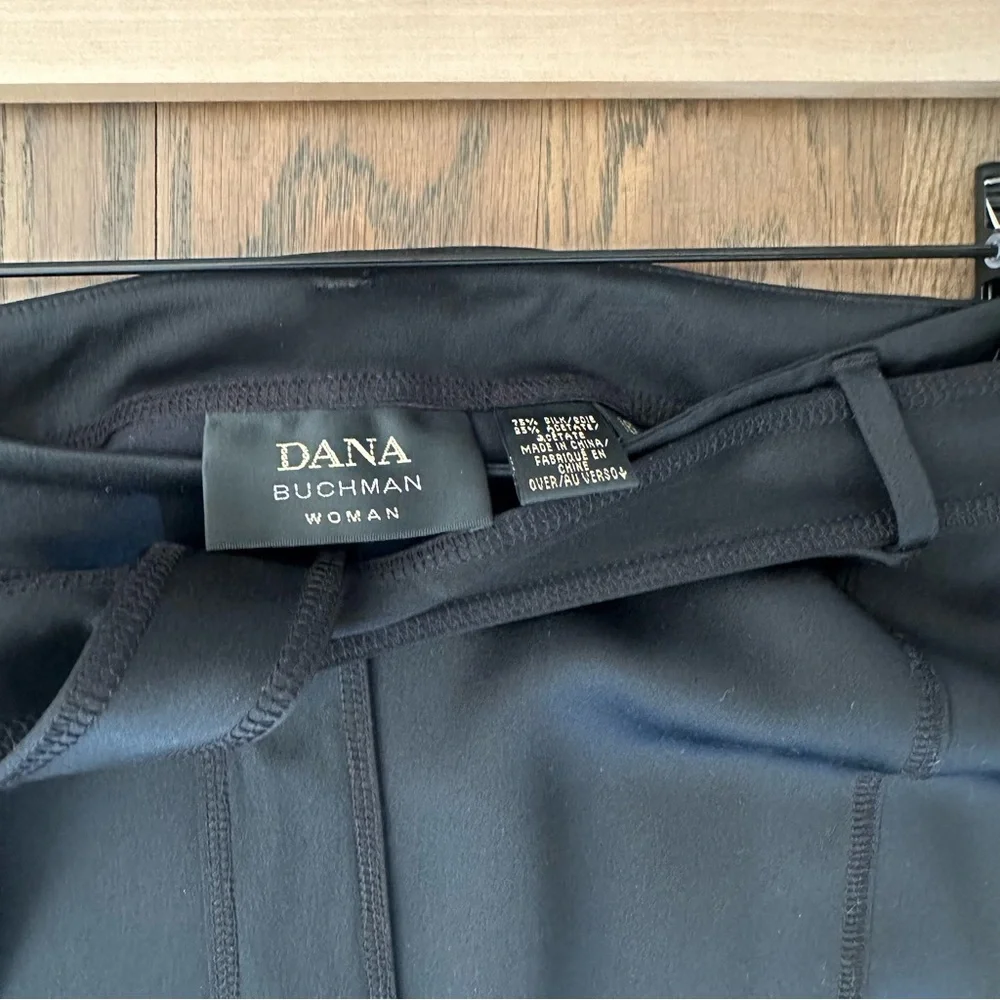 Vintage Dana Buchman High Rise A-Line Satin Midi Skirt in Black Size 16 / Large